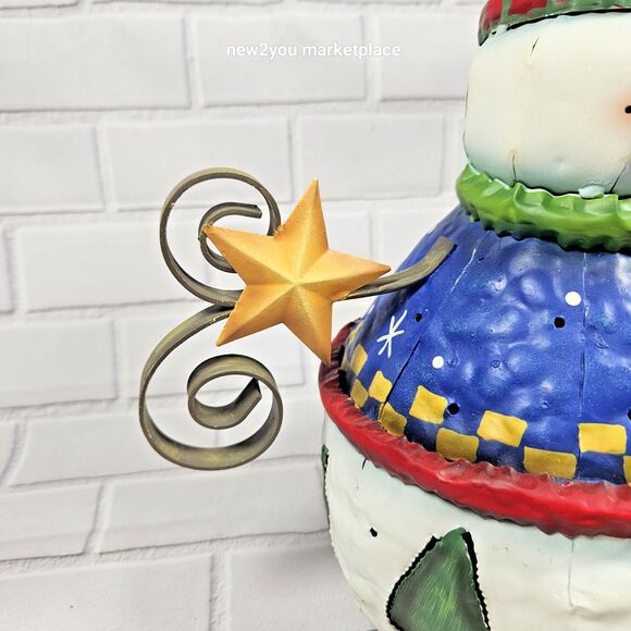Whimsical Metal Snowman Candle Lantern Holder Holiday Christmas Decor 13” Tall - Picture 8 of 16